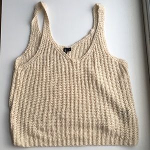Crochet Tank Top Cream Size S Ribbed tank Braided